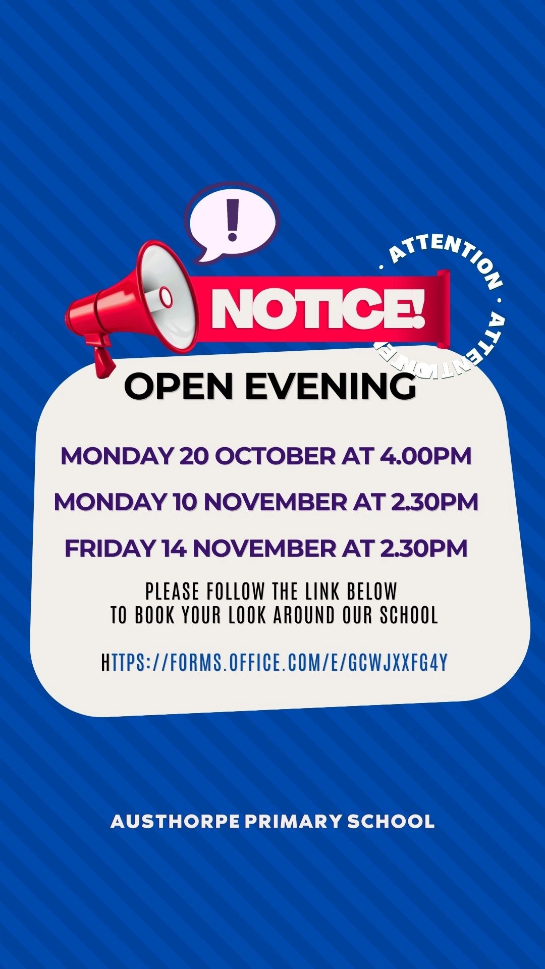 Austhorpe Open Evening Notice